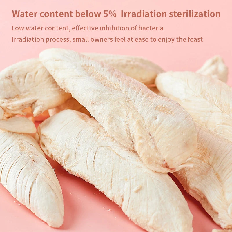 Friandises lyophilisées pour chats : Poulet, canard et poitrine de poulet lyophilisés en seau