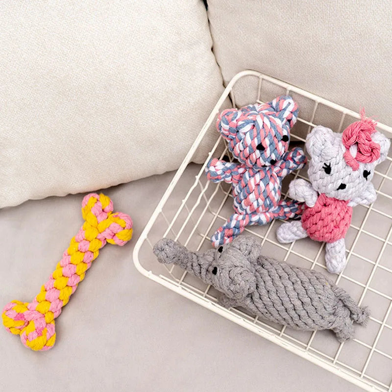 Jouet à Mâcher Résistant aux Morsures pour Chien, Petit Gabarit, Nettoyage des Dents, Chiot, Corde, Boule à Nœud, 1 Pièce