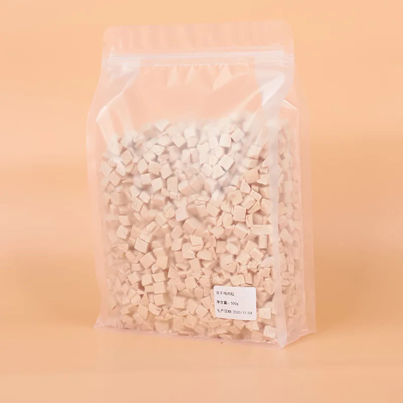 Snacks séchés au congélateur pour animaux domestiques, œufs de poulet, de canard, de caille, jaunes, pour chiens et chats, vente en gros, 500g
