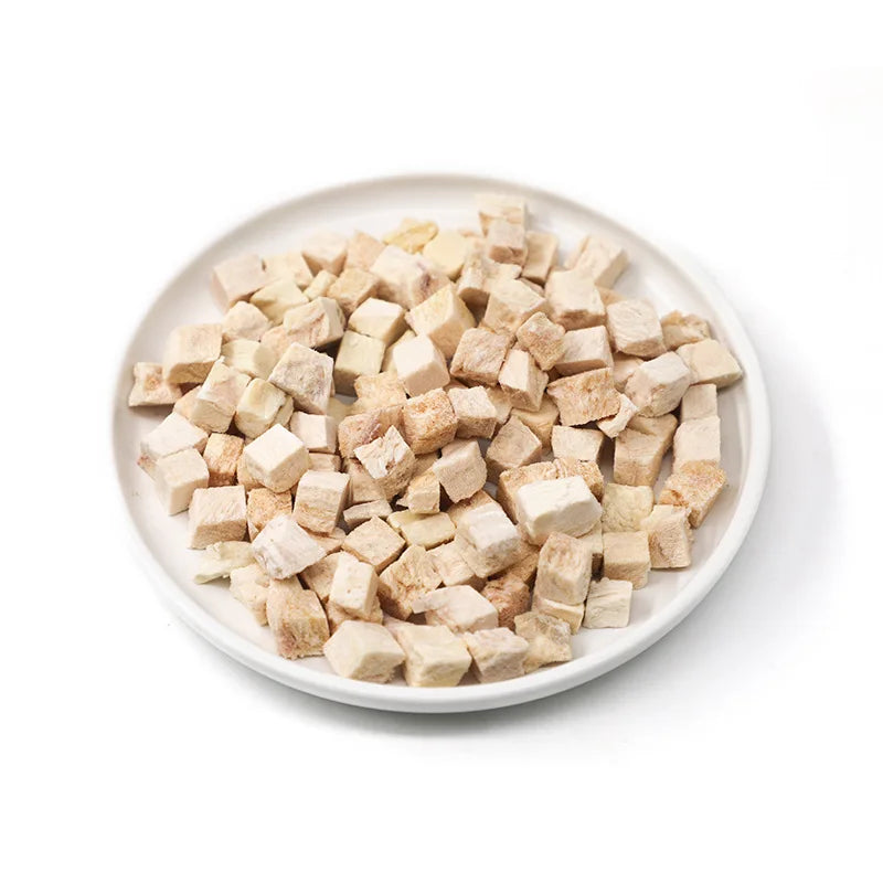 Snacks séchés au congélateur pour animaux domestiques, œufs de poulet, de canard, de caille, jaunes, pour chiens et chats, vente en gros, 500g