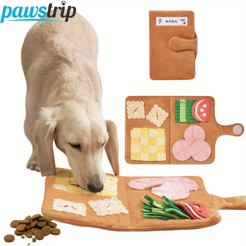 Tapis de reniflage interactif pour chiens-jouet Puzzle à alimentation lente avec poches alimentaires en peluche, coussin d'alimentation de Stimulation mentale pour petits et