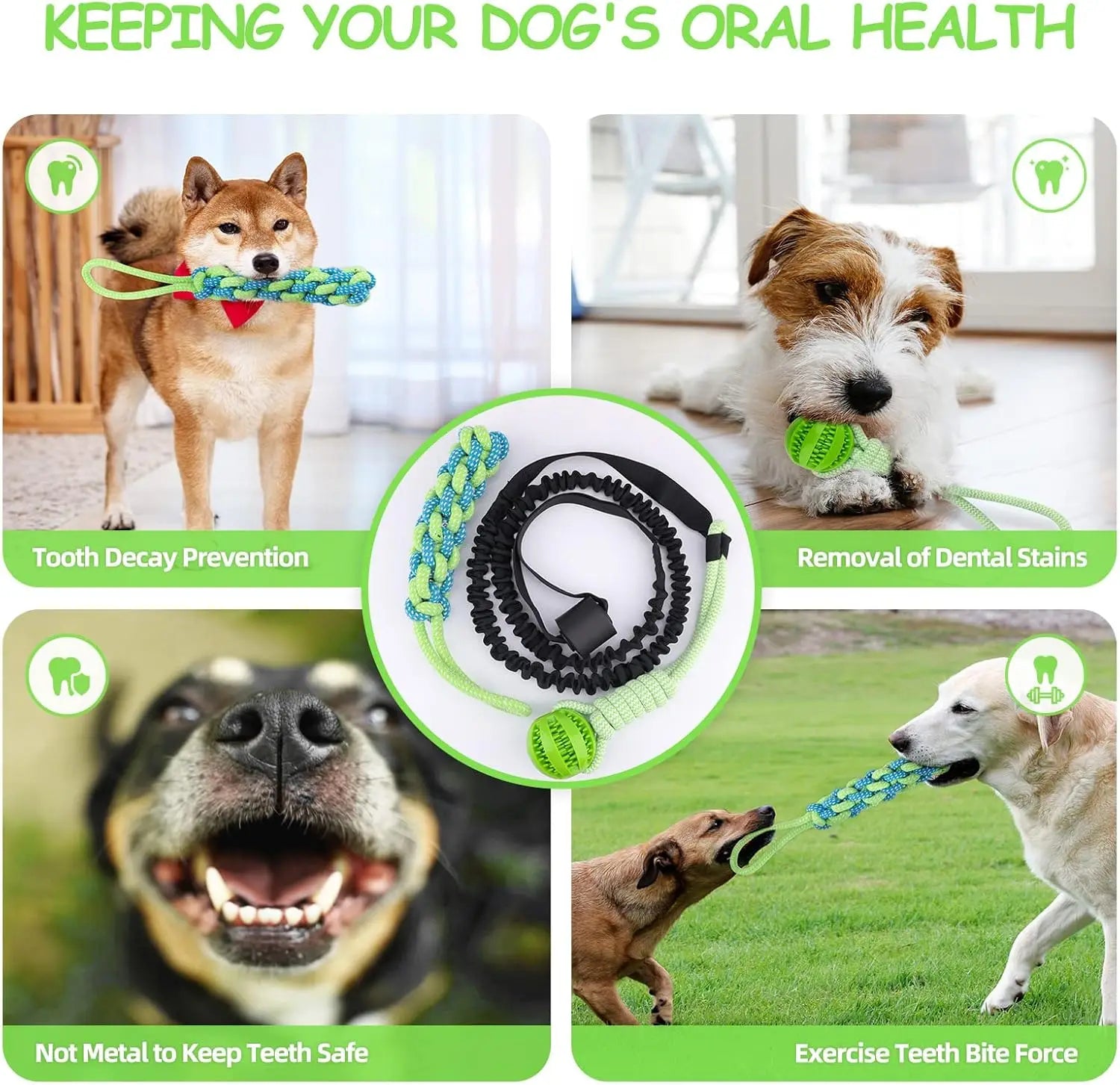 Jouets de corde de chien de poteau de ressort, jouet interactif de remorqueur de corde de chien, jouet de chiens suspendus d'elas d'intérieur/extérieur