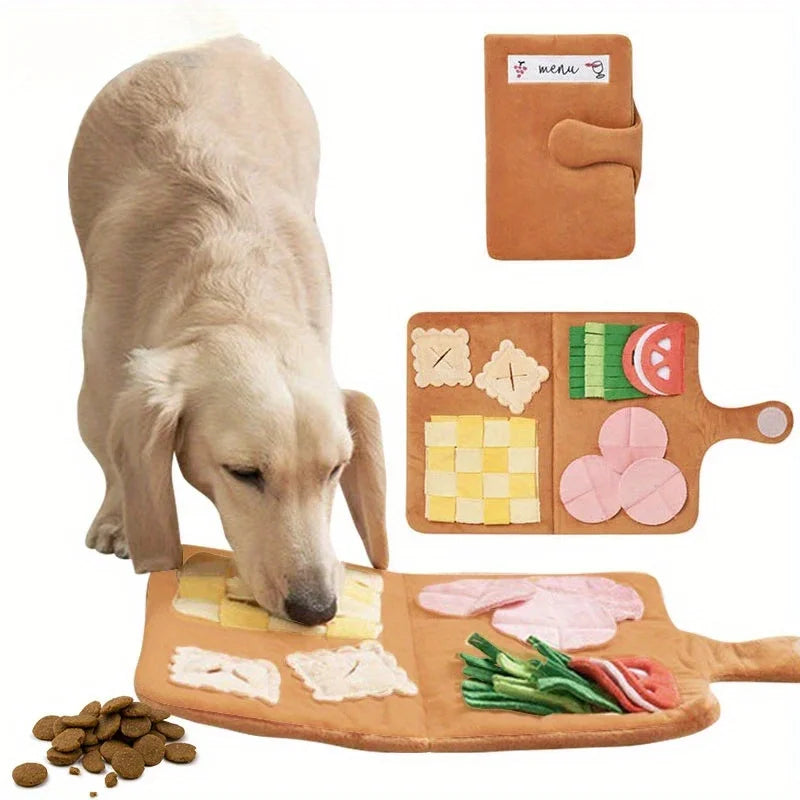 Tapis de reniflage interactif pour chiens-jouet Puzzle à alimentation lente avec poches alimentaires en peluche, coussin d'alimentation de Stimulation mentale pour petits et