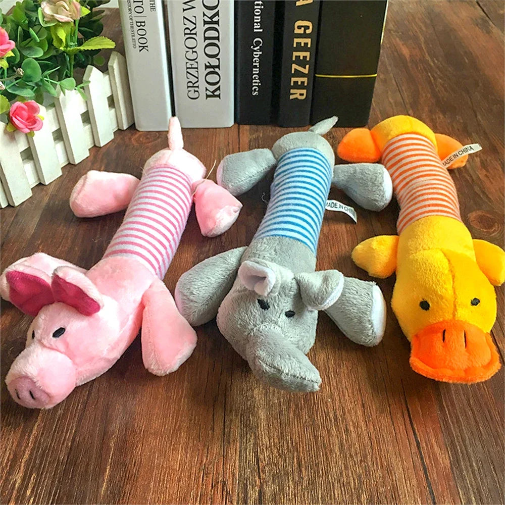Peluche mignon éléphant canard cochon chien chat grincement son chien jouets drôle polaire durabilité mâcher molaire jouet adapté pour tous les animaux de compagnie