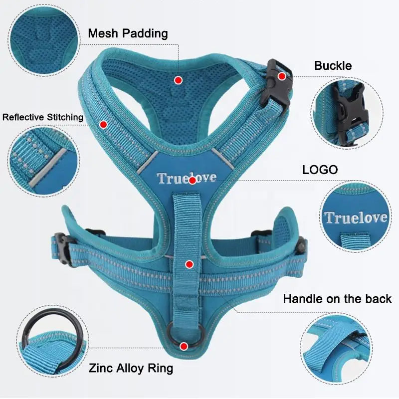 True Love Pet Ensemble harnais et laisse réglables sans traction pour chiens de taille moyenne et grande TLL5551 TLL2112