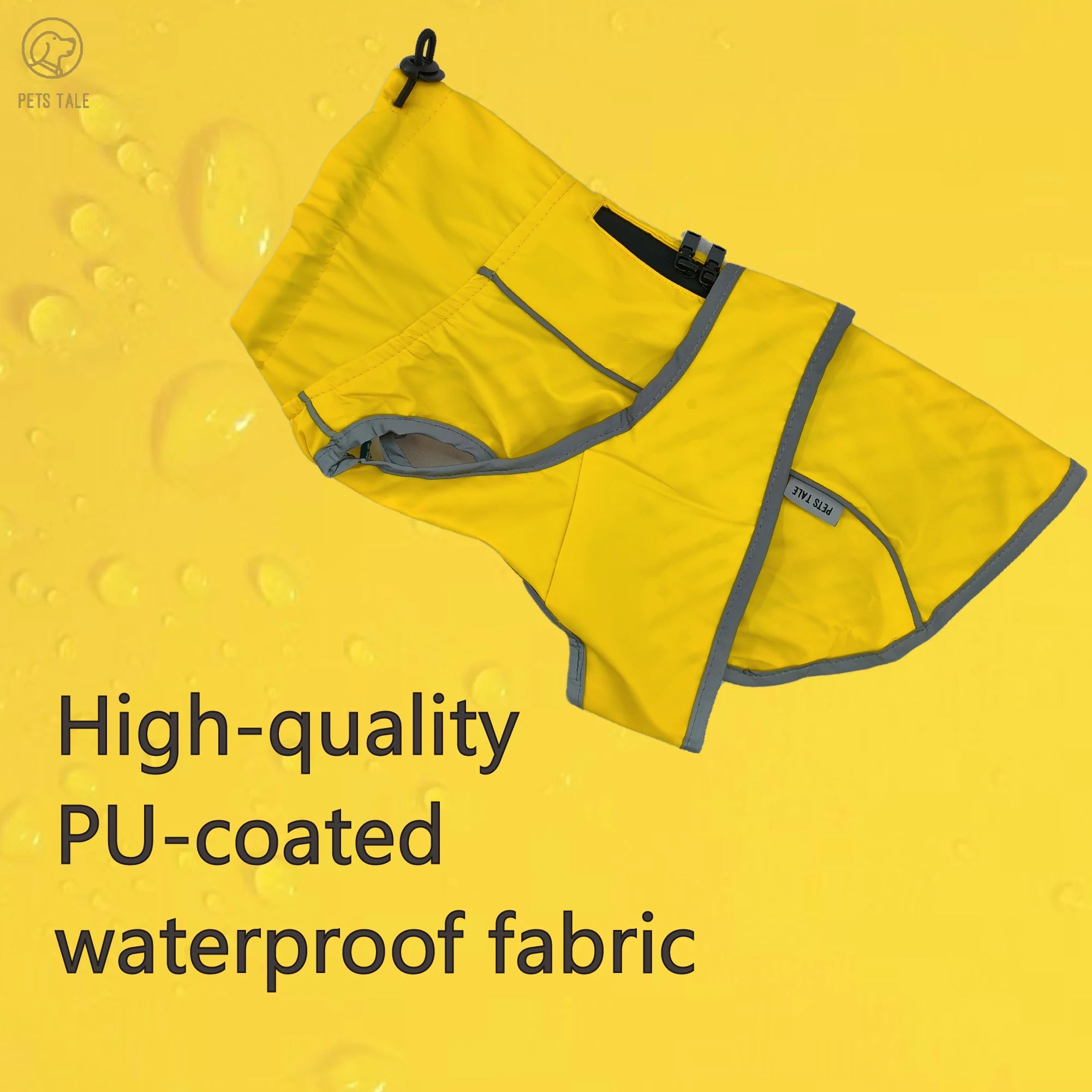 Imperméable imperméable pour chien avec bandes réfléchissantes et capuche réglable - Rouge, Jaune, Bleu Marine