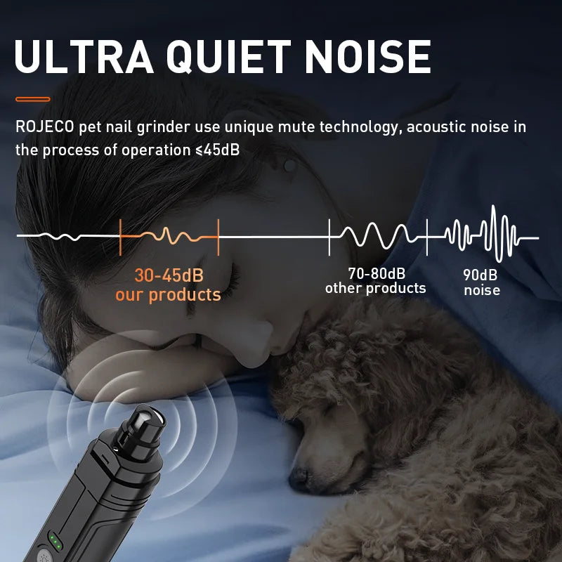 ROJECO-Broyeur à ongles électrique P3 pour animaux de compagnie, coupe-ongles professionnel pour chien, 2 lumières LED, aste, griffe de chat, accessoires de toilettage