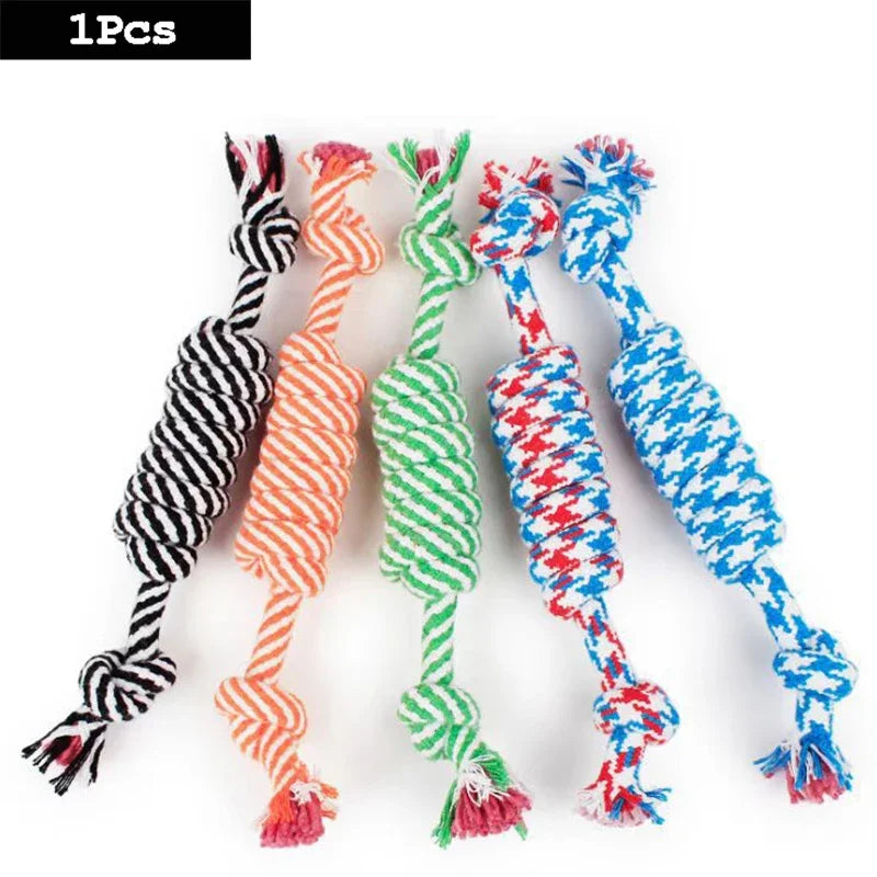1 pièce Jouet pour chien en corde de coton tressée, forme carotte, balle et haltère, pour chiot, pour le nettoyage des dents, durable et résistant aux morsures, fournitures pour animaux de compagnie
