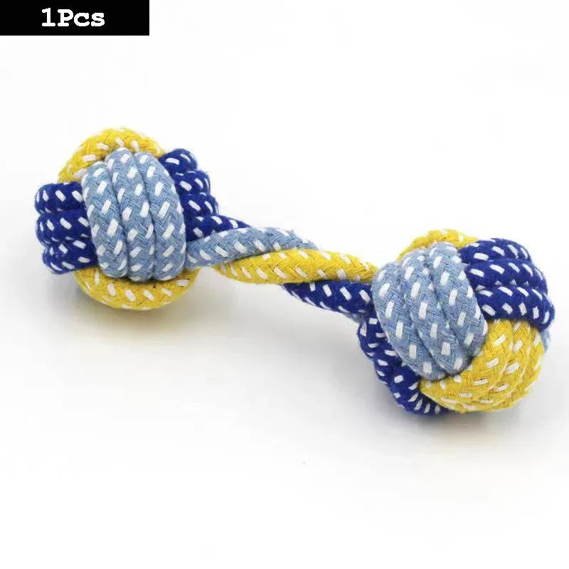 1 pièce Jouet pour chien en corde de coton tressée, forme carotte, balle et haltère, pour chiot, pour le nettoyage des dents, durable et résistant aux morsures, fournitures pour animaux de compagnie