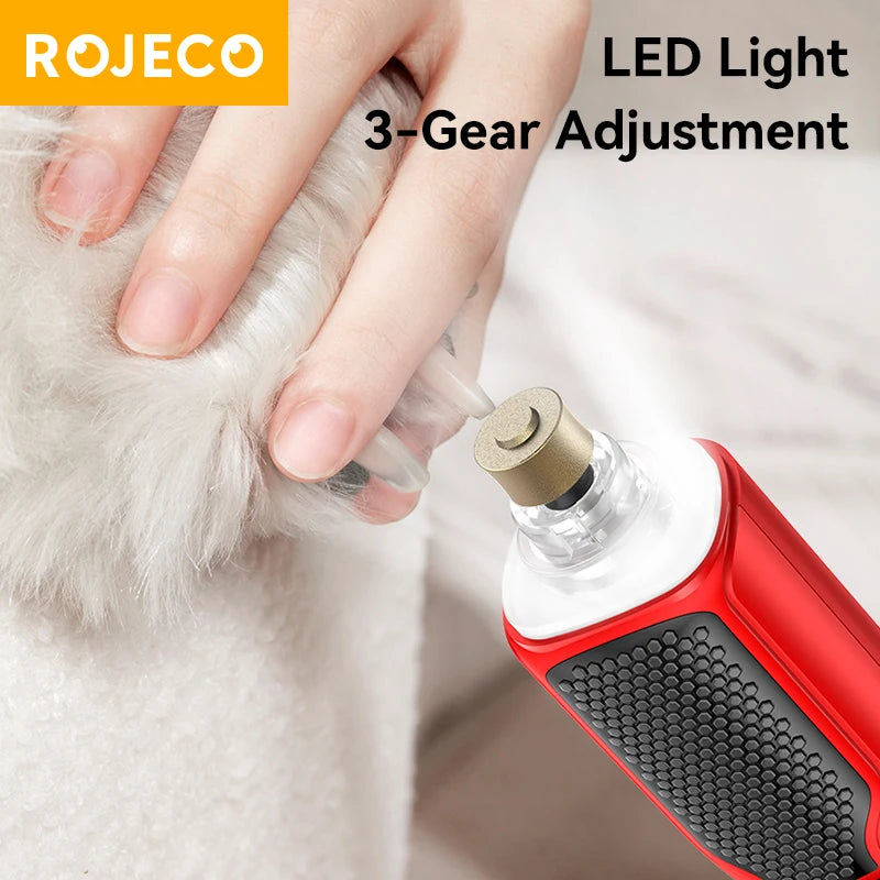 ROJECO – broyeur à ongles électrique pour animaux de compagnie, Rechargeable, toilettage des pattes de chien, coupe-ongles, lumière LED, 7 vitesses réglables, griffe de chat