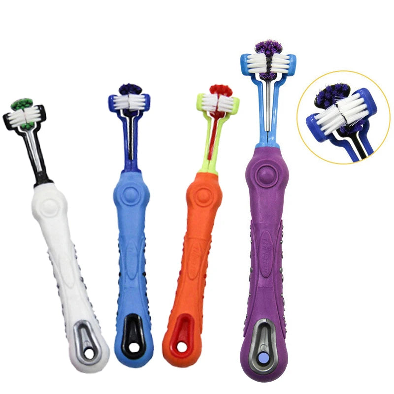 Brosse à dents multi-angle à trois côtés pour animaux de compagnie, livres, chien, chat, mauvaise haleine, soins dentaires pour animaux de compagnie, bouche