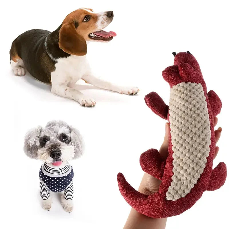 Jouet pour chien en peluche de lin, crocodile, jouet à mâcher couineur pour chien, jouet de nettoyage des dents, poupée interactive résistante