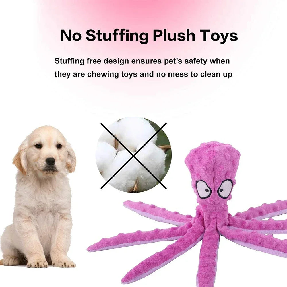 Jouets grinçants pour chiens, poulpe, jouets en peluche froissés sans farce pour la dentition des chiots, jouets à mâcher interactifs durables pour petits, M