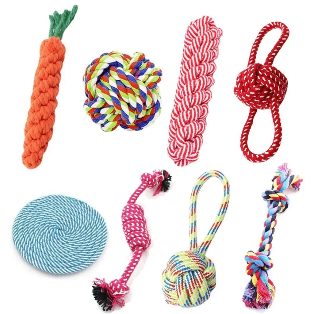 1 pièce Jouet pour chien en corde de coton tressée, forme carotte, balle et haltère, pour chiot, pour le nettoyage des dents, durable et résistant aux morsures, fournitures pour animaux de compagnie