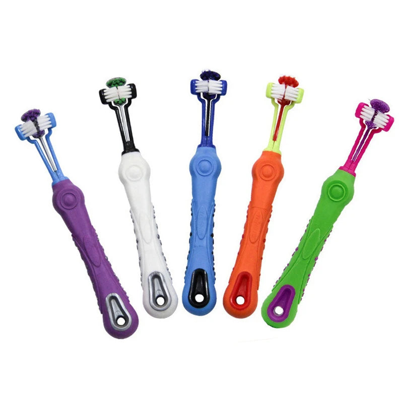 Brosse à dents multi-angle à trois côtés pour animaux de compagnie, livres, chien, chat, mauvaise haleine, soins dentaires pour animaux de compagnie, bouche