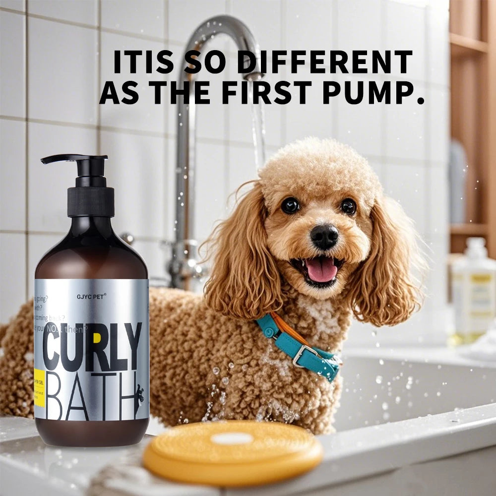 Shampooing Liquide pour Caniches à Poils Bouclés – Formule Volumisante et Démêlante, Sans Larmes, Désodorisant, Bain Doux pour Teddy et Bichon