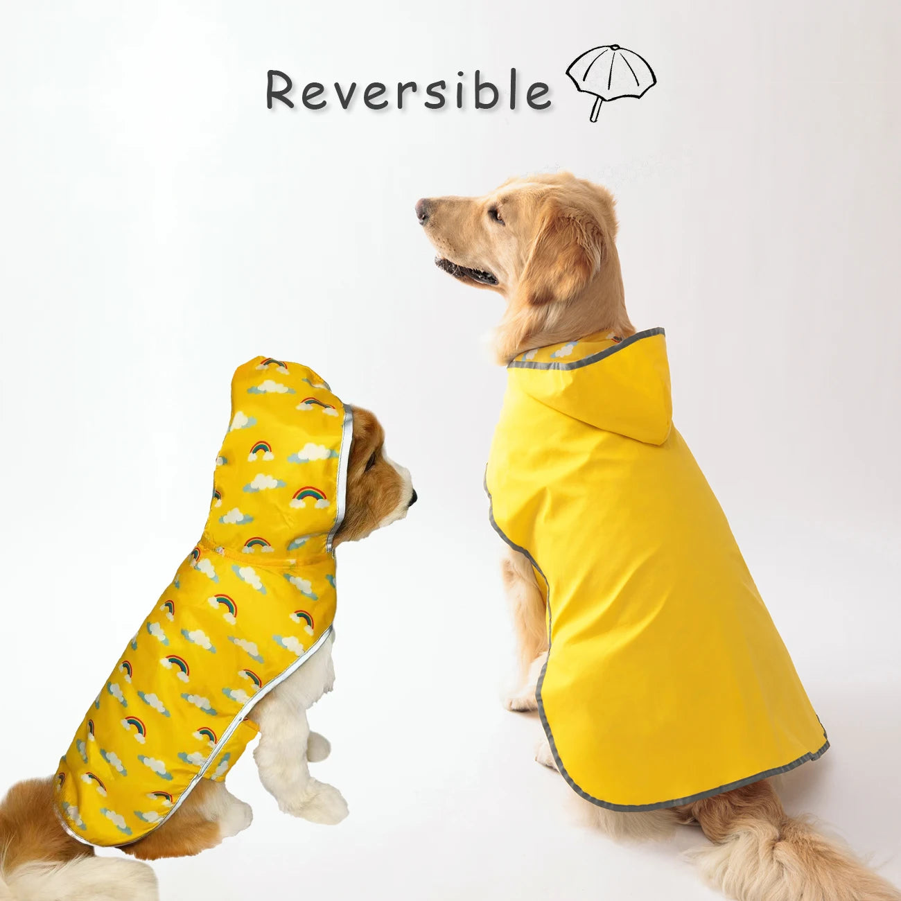 Gardez votre chiot sec et élégant : imperméable jaune double couche avec vêtements bidirectionnels!
