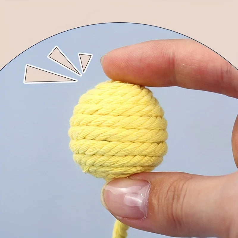 Boule de corde en coton colorée pour chat, jouets interactifs pour animaux de compagnie, chatons, 4 pièces/ensemble