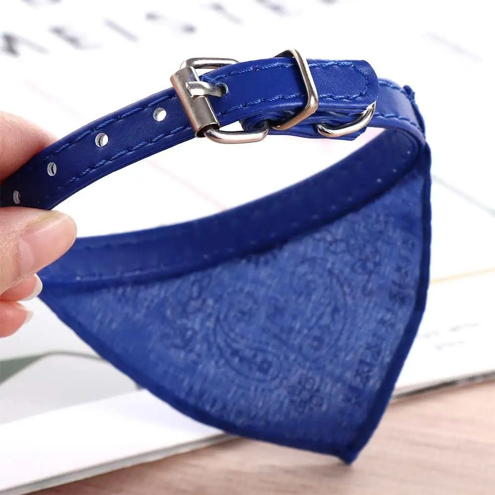 Écharpe de cou réglable en cuir pour animal de compagnie, collier bandana, accessoires pour chiot et chat