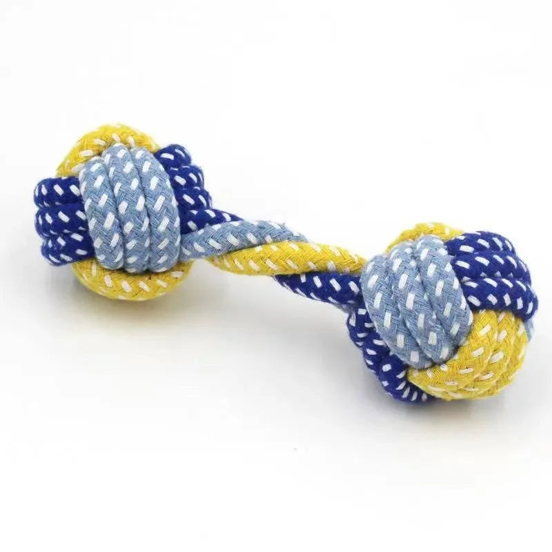1 pièce Jouet pour chien en corde de coton tressée, forme carotte, balle et haltère, pour chiot, pour le nettoyage des dents, durable et résistant aux morsures, fournitures pour animaux de compagnie