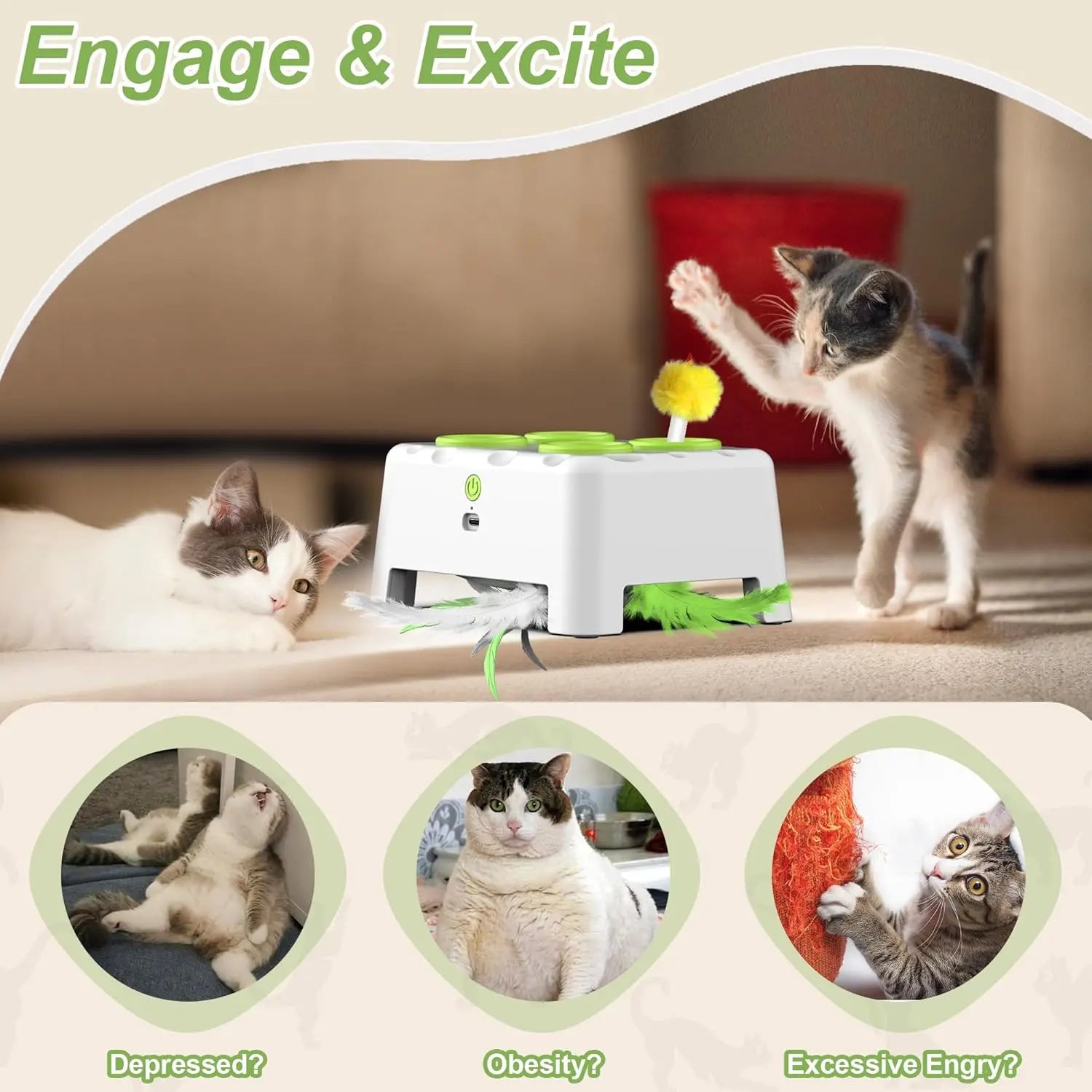 Jouet pop-up automatique à plumes pour chat