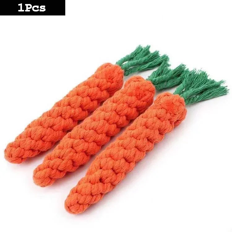 1 pièce Jouet pour chien en corde de coton tressée, forme carotte, balle et haltère, pour chiot, pour le nettoyage des dents, durable et résistant aux morsures, fournitures pour animaux de compagnie