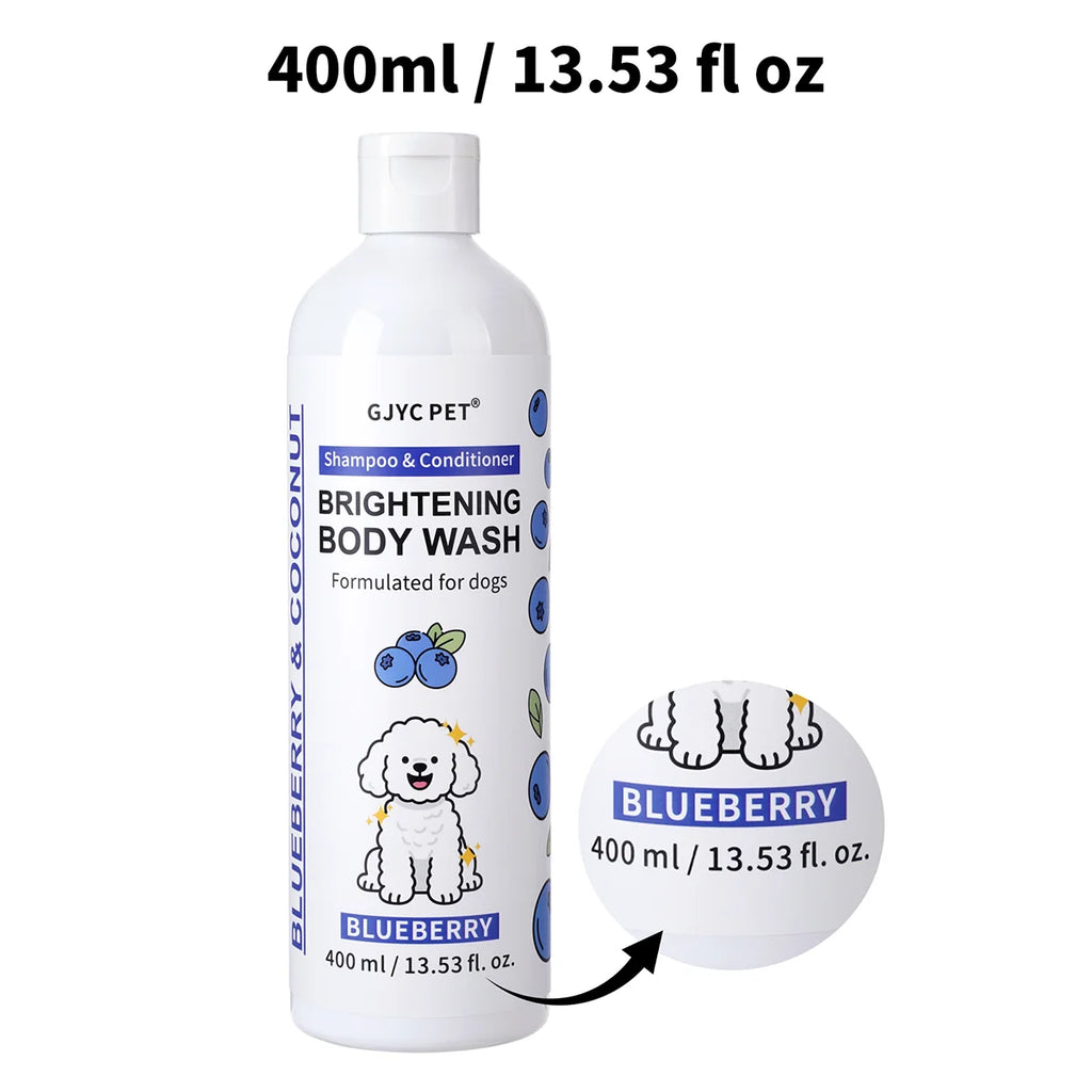 Shampoing professionnel blanchissant pour chiens, formule éclaircissante aux myrtilles, améliore la brillance de la fourrure, la douceur, soins de toilettage pour animaux de compagnie