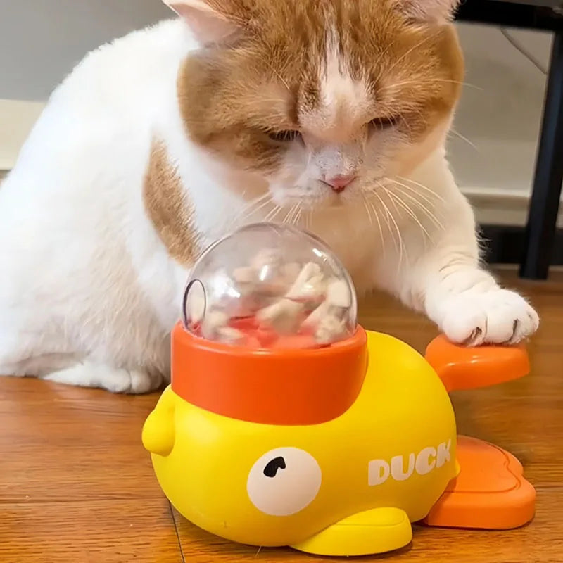 Distributeur interactif de friandises pour chat en forme de canard jaune, jouet d'entraînement durable en plastique pour chien, puzzle distributeur de nourriture lente, jouet d'auto-entretenissement pour chien