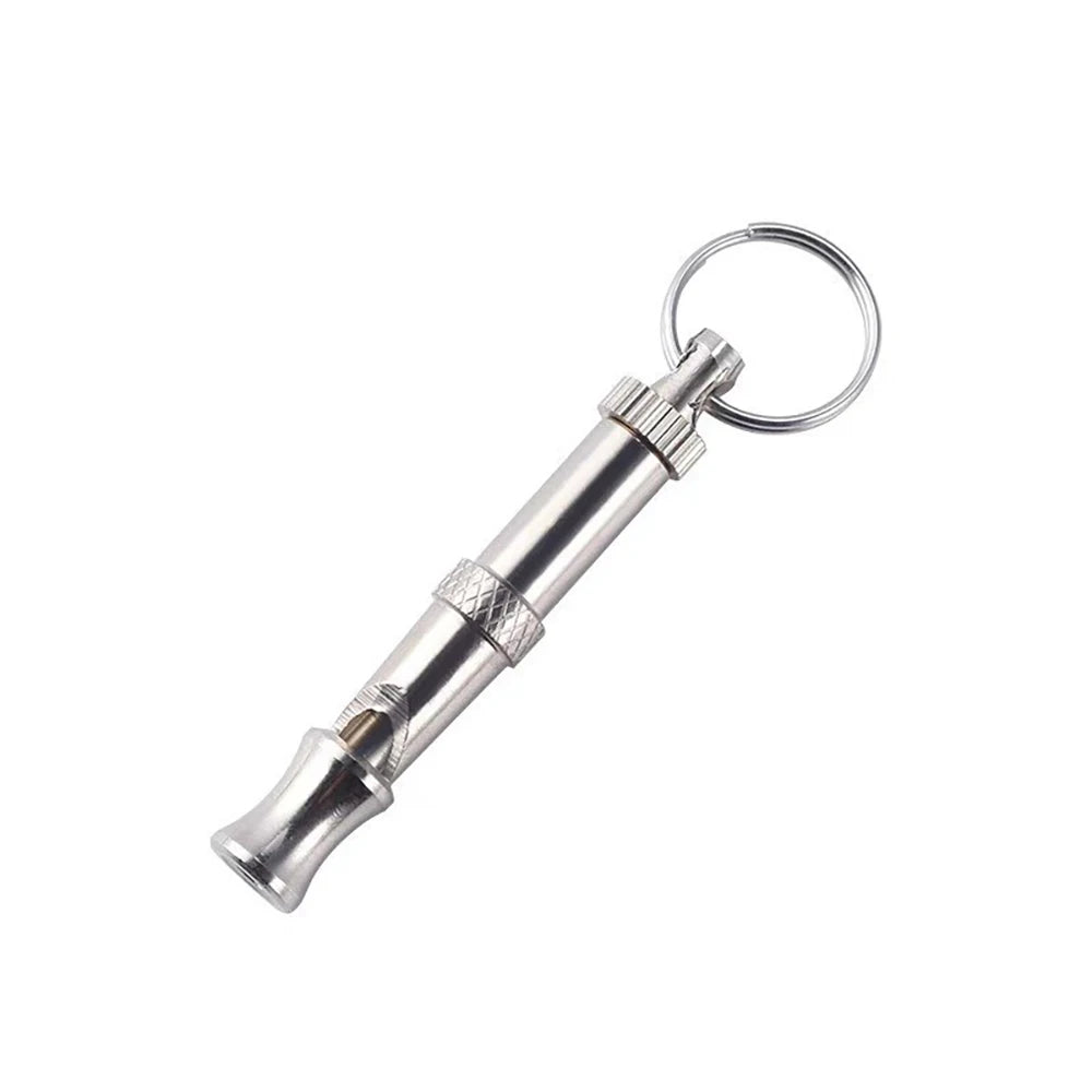 1 sifflet pour chien, sifflet d'entraînement pour animaux de compagnie, en acier inoxydable argenté, portable, réglable, ultrasonique, outil d'aide à l'entraînement du comportement des chats/chiens