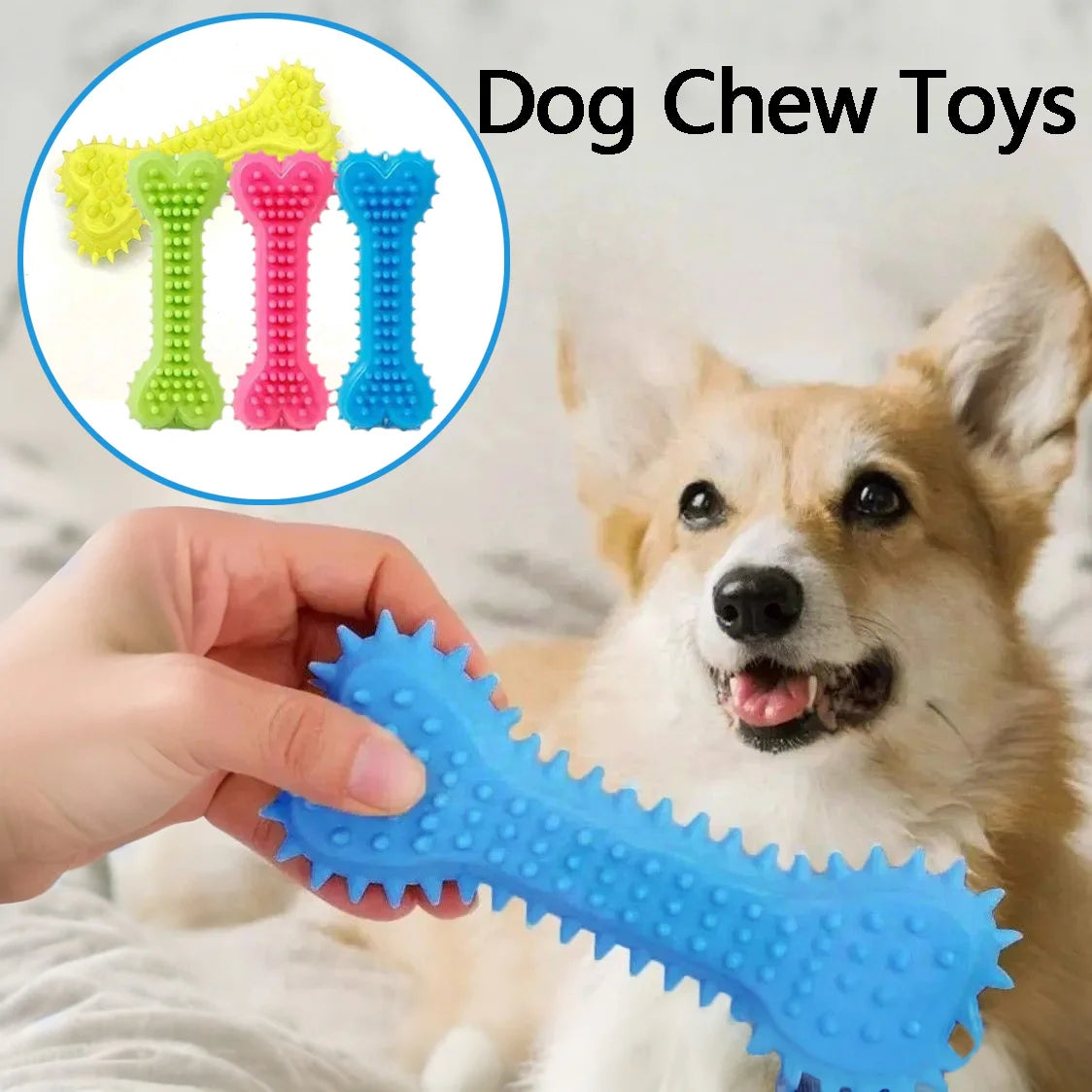Jouet à mâcher en forme d'os pour animaux de compagnie, en caoutchouc souple, résistant aux morsures, jouets à mâcher pour petits chiens, formation, fournitures pour animaux de compagnie, 1/3 pièces