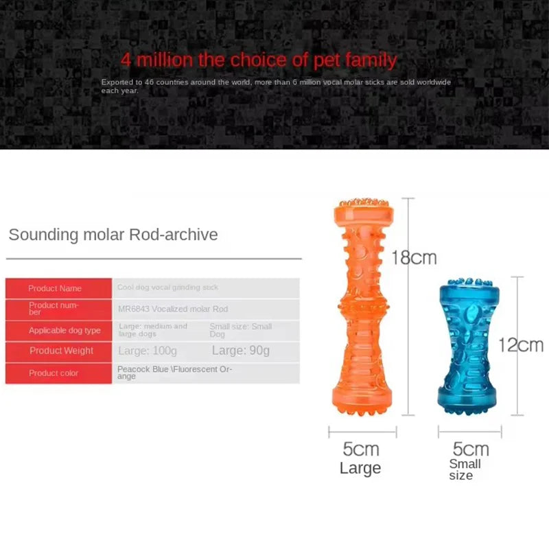 Jouet à mâcher en plastique en forme d'os pour chien, TPR grinçant, avec son, nettoyage des dents, bâton molaire Anti-morsure, fournitures pour animaux de compagnie