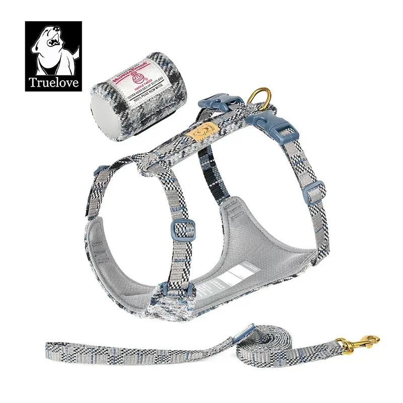 Harnais & laisse tweed élégants pour chien