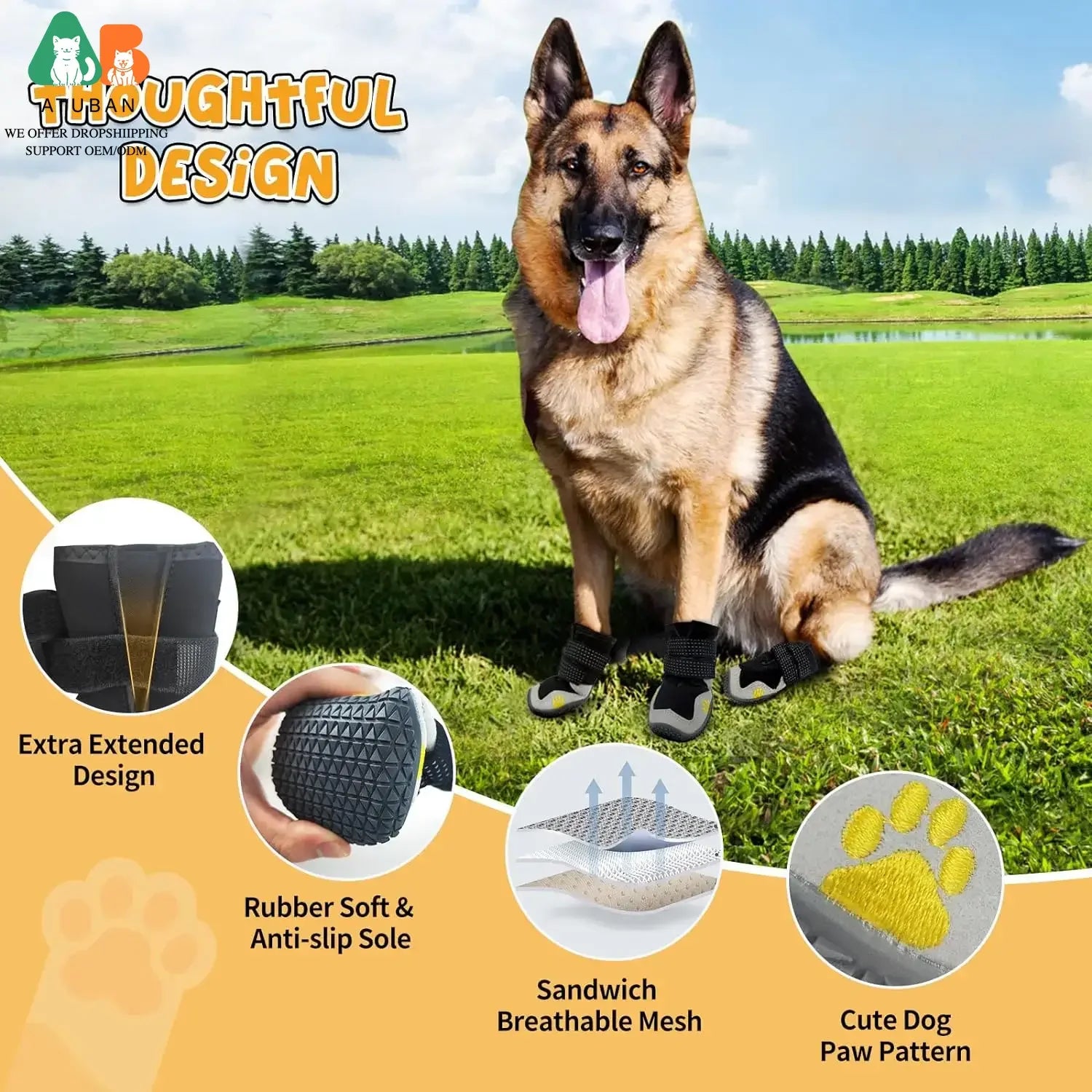 Bottes hiver imperméables pour grand chien