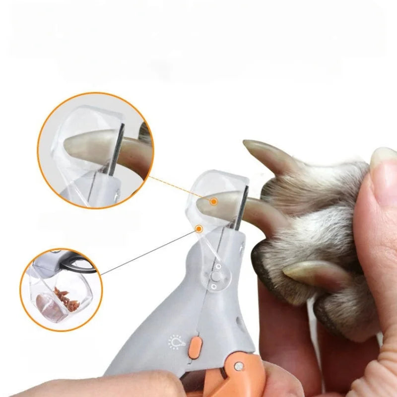 Coupe-ongles pour animaux de compagnie, chat et chien avec lumière LED, fournitures de polissage et de nettoyage