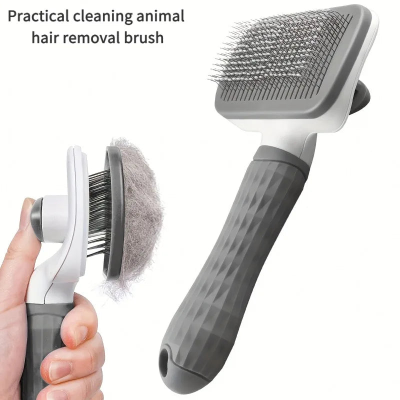 Brosse de toilettage pour animaux de compagnie facile à nettoyer, élimination des poils en un clic avec bouton autonettoyant – Spécialement conçue pour chats et chiens, disponible toute l'année