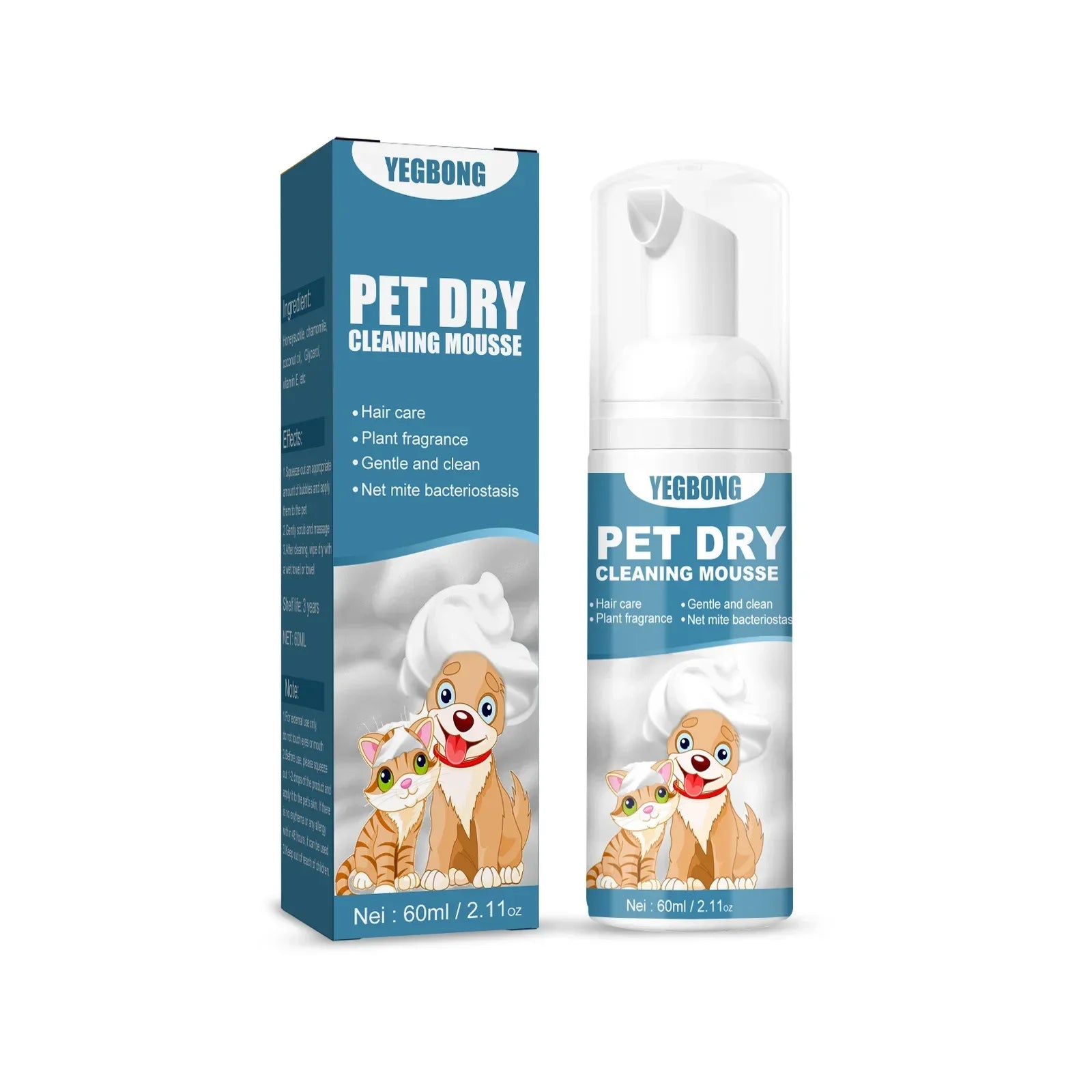 Shampoing sans eau pour chien et chat, sans rinçage, Mousse de nettoyage pour chiens et chats, fournitures de toilettage pour animaux de compagnie, nettoyage sûr sans bain, éliminateur d'odeurs