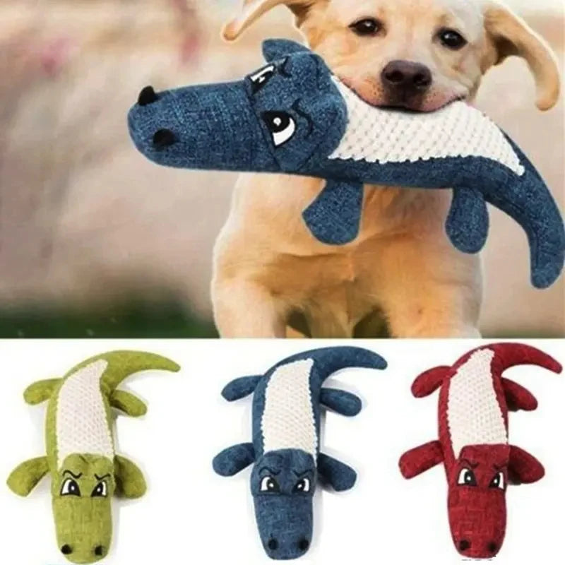 Jouet pour chien en peluche de lin, crocodile, jouet à mâcher couineur pour chien, jouet de nettoyage des dents, poupée interactive résistante
