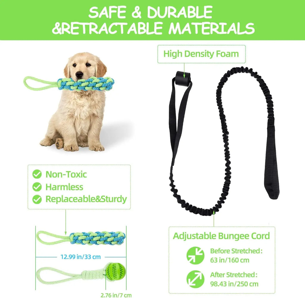 Jouets de corde de chien de poteau de ressort, jouet interactif de remorqueur de corde de chien, jouet de chiens suspendus d'elas d'intérieur/extérieur