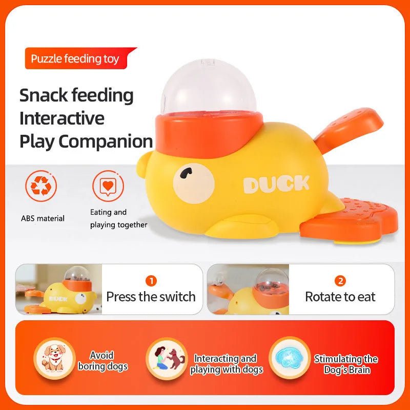 Distributeur interactif de friandises pour chat en forme de canard jaune, jouet d'entraînement durable en plastique pour chien, puzzle distributeur de nourriture lente, jouet d'auto-entretenissement pour chien
