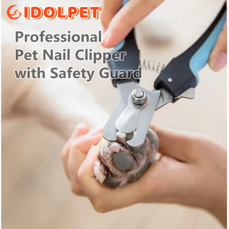 Coupe-ongles professionnel pour animaux de compagnie, avec protection de sécurité, ciseaux en acier inoxydable pour chat et chien, pour soins des griffes, fournitures de toilettage, taille adaptée