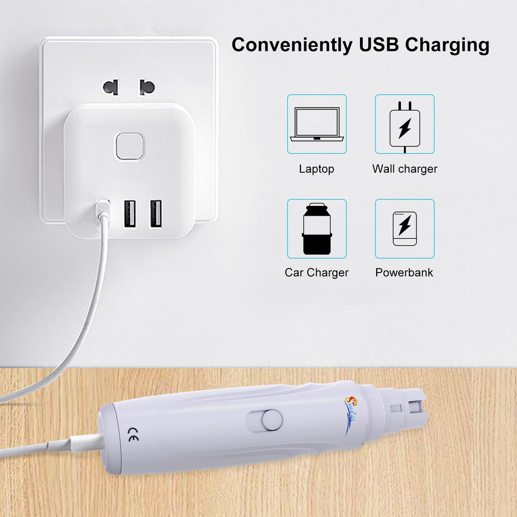 Broyeur à ongles électrique aste par USB pour animaux de compagnie, tondeuse et tondeuse, pattes indolores, toilettage, silencieux, 2 vitesses, lime à ongles pour chien