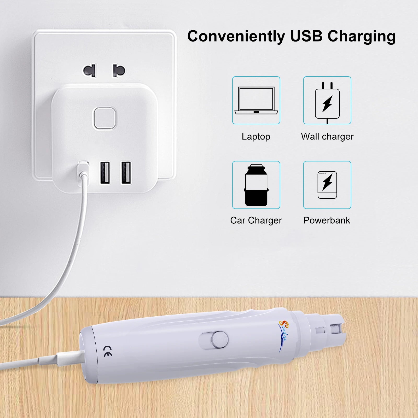 Broyeur à ongles électrique aste par USB pour animaux de compagnie, tondeuse et tondeuse, pattes indolores, toilettage, silencieux, 2 vitesses, lime à ongles pour chien