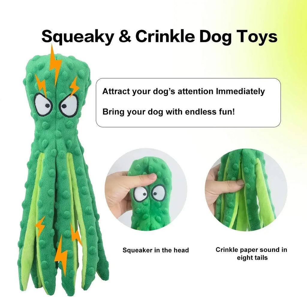 Jouets grinçants pour chiens, poulpe, jouets en peluche froissés sans farce pour la dentition des chiots, jouets à mâcher interactifs durables pour petits, M