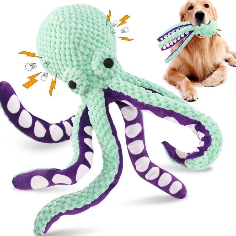 Jouet poulpe en peluche pour animaux de compagnie, son interactif, anti-démolition, maison, grand et petit chien, compagnon d'ennui, jouet pour chien