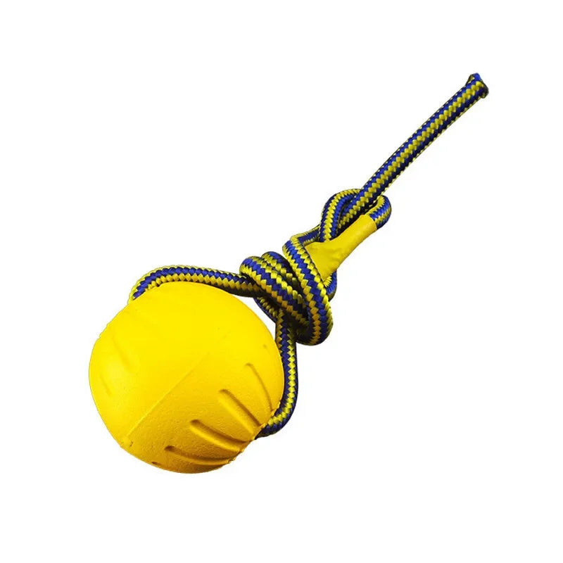 Boule d'Entraînement pour Chien, Jouet Interactif pour Animal de Compagnie, Anneau Côtelé, Degré de Morsure, Broyage des Dents, Corde à Enfiler, Balle Flottante
