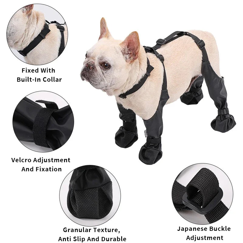 1 ensemble de bottes de pluie pour animaux de compagnie, bottes imperméables pour chiens, bottes pour chiots de petite, moyenne et grande taille, chaussons antidérapants pour chiens, chaussures pour la pluie et la neige