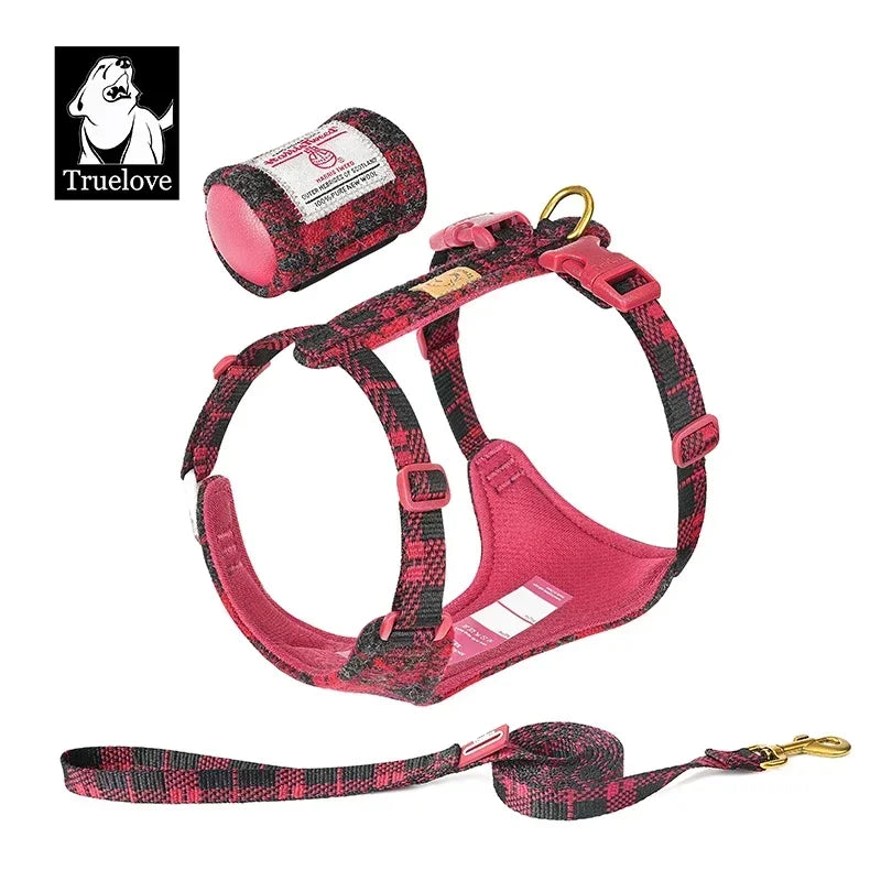 Harnais & laisse tweed élégants pour chien