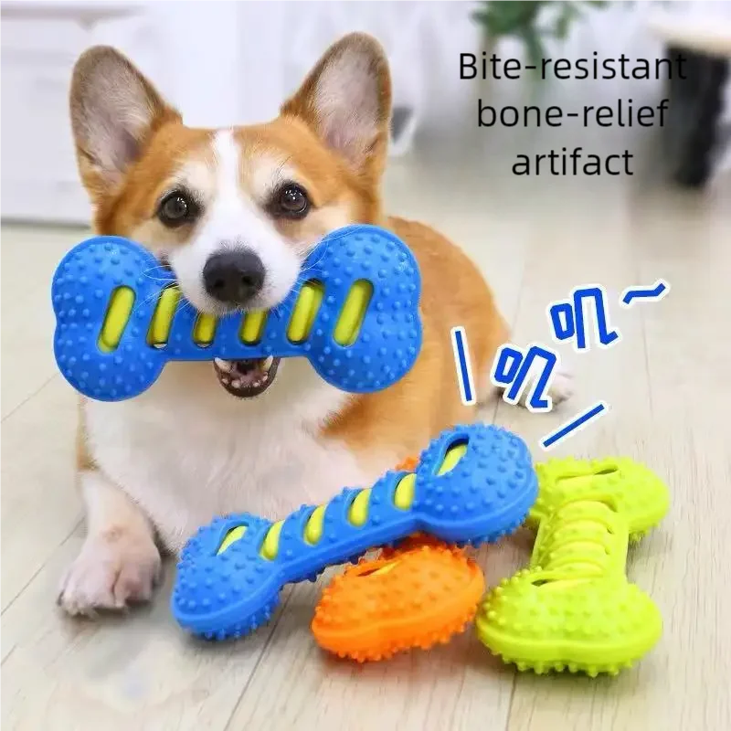 Jouet à mâcher pour chien, os grinçants, résistant aux morsures, jouet d'entraînement pour chiot, nettoyage des dents, Massage interactif, brosse à dents, jouet pour chien