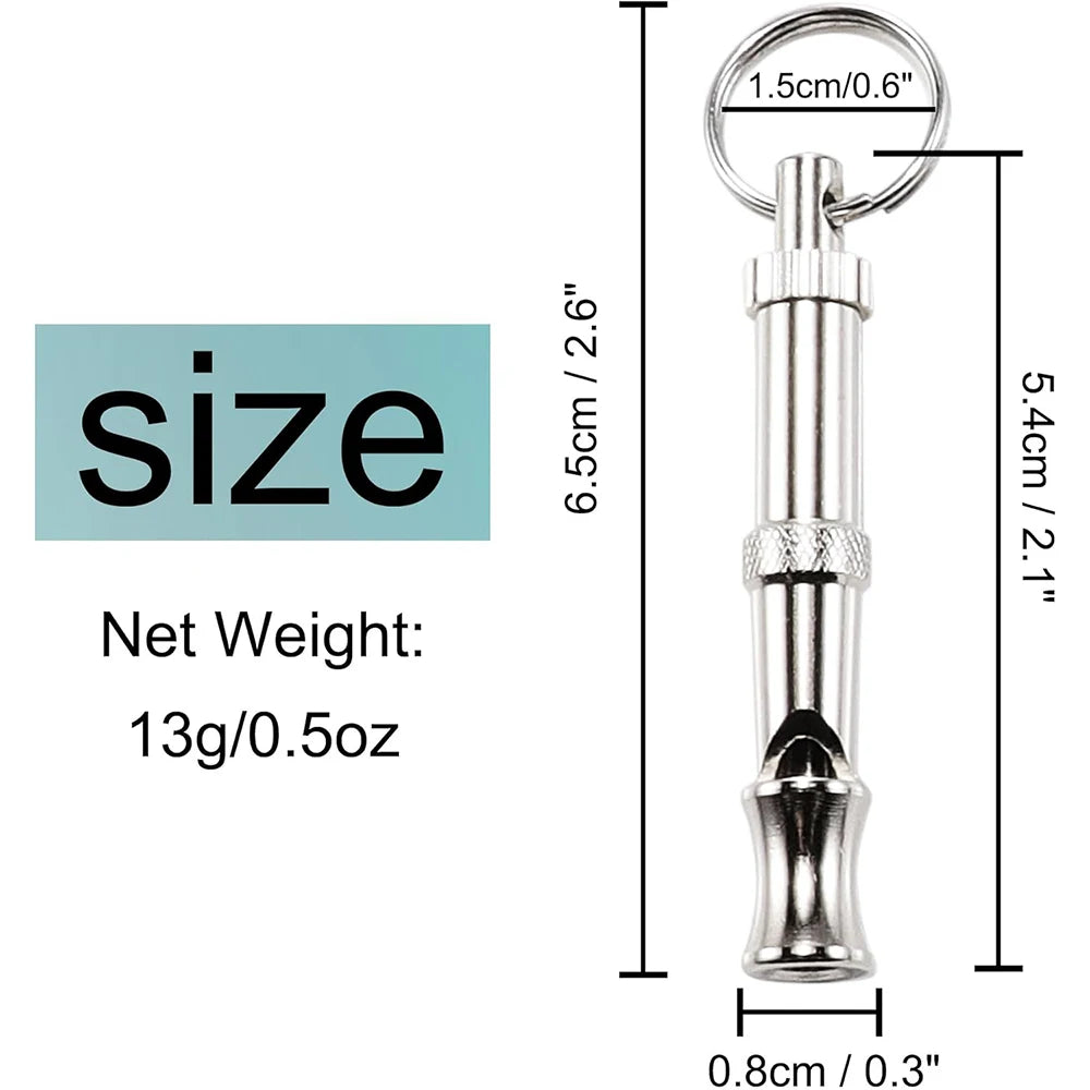 1 sifflet pour chien, sifflet d'entraînement pour animaux de compagnie, en acier inoxydable argenté, portable, réglable, ultrasonique, outil d'aide à l'entraînement du comportement des chats/chiens