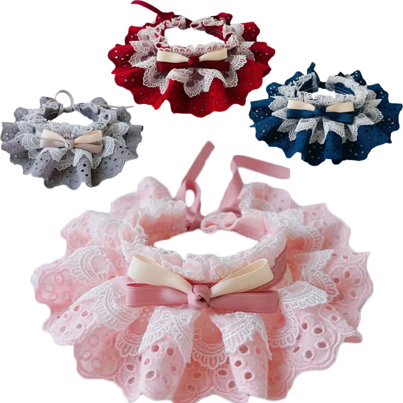 Collier en dentelle réglable pour chat et chien, accessoires pour animaux de compagnie, bandana, foulard, cravate, sangle, écharpe pour chiots, fournitures pour animaux de compagnie